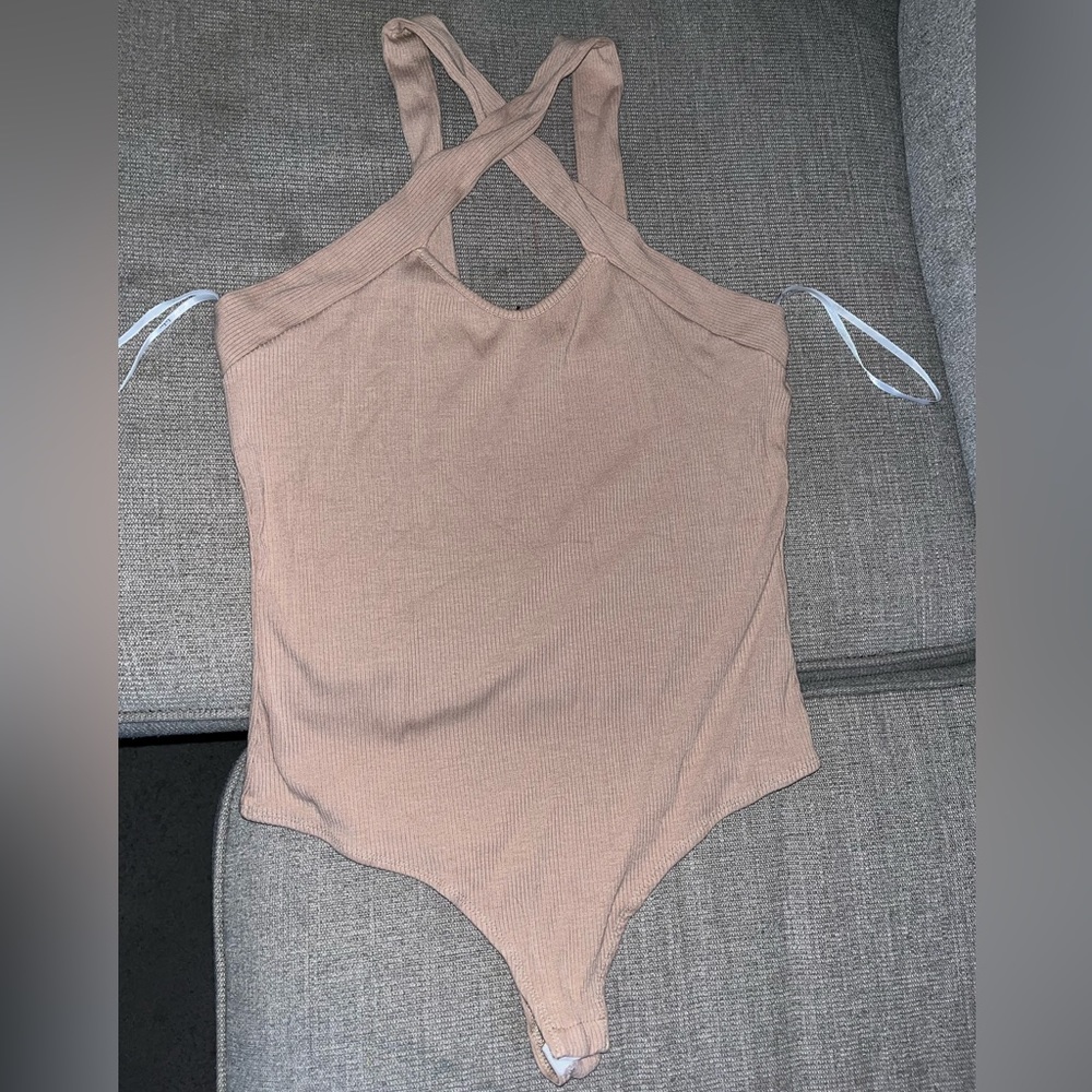 Tan ribbed bodysuit